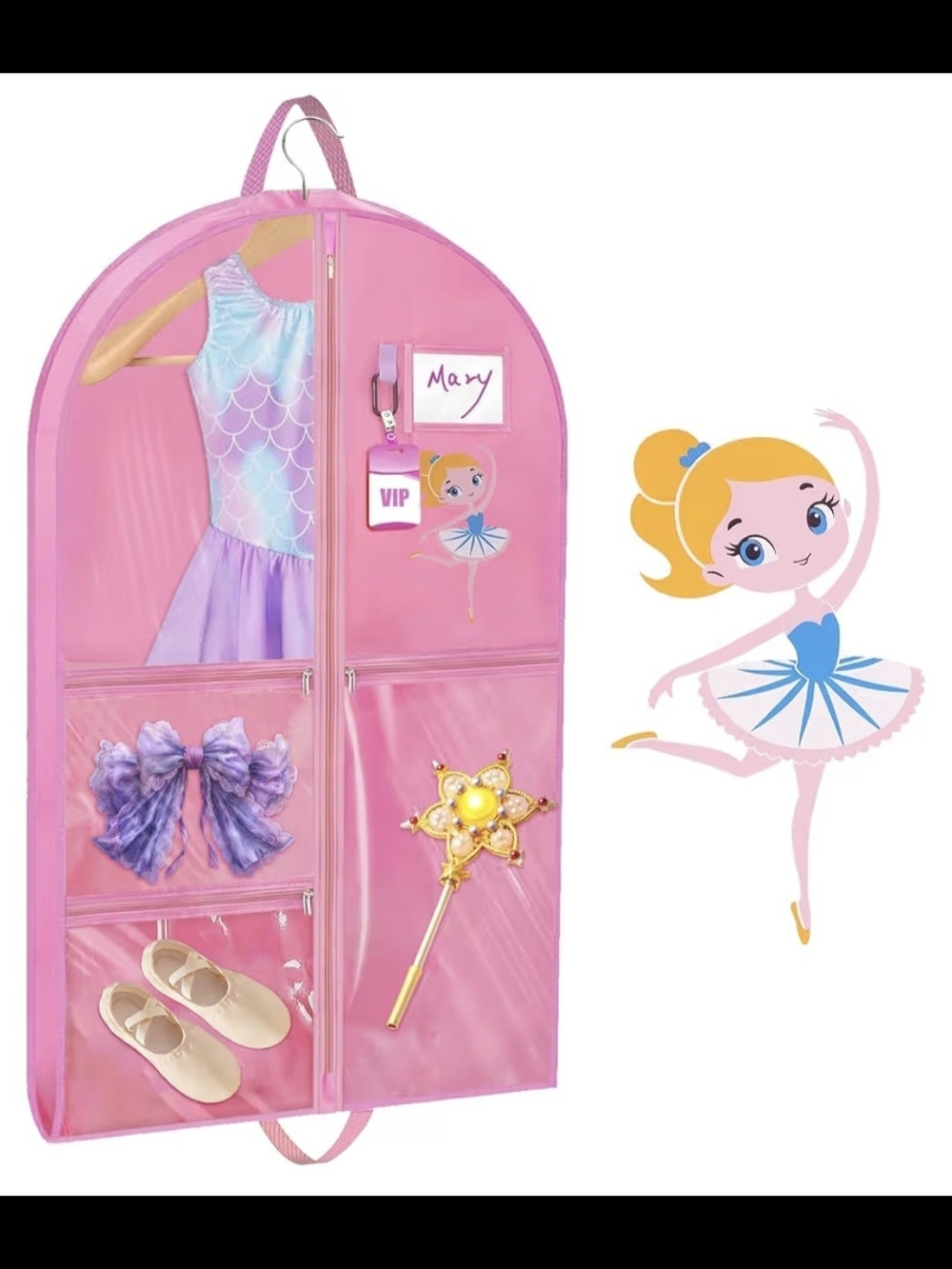 NEW Sishinio Toddlers Kids Pink Ballet Costume Carrying Case Garment Bag Sz 40"